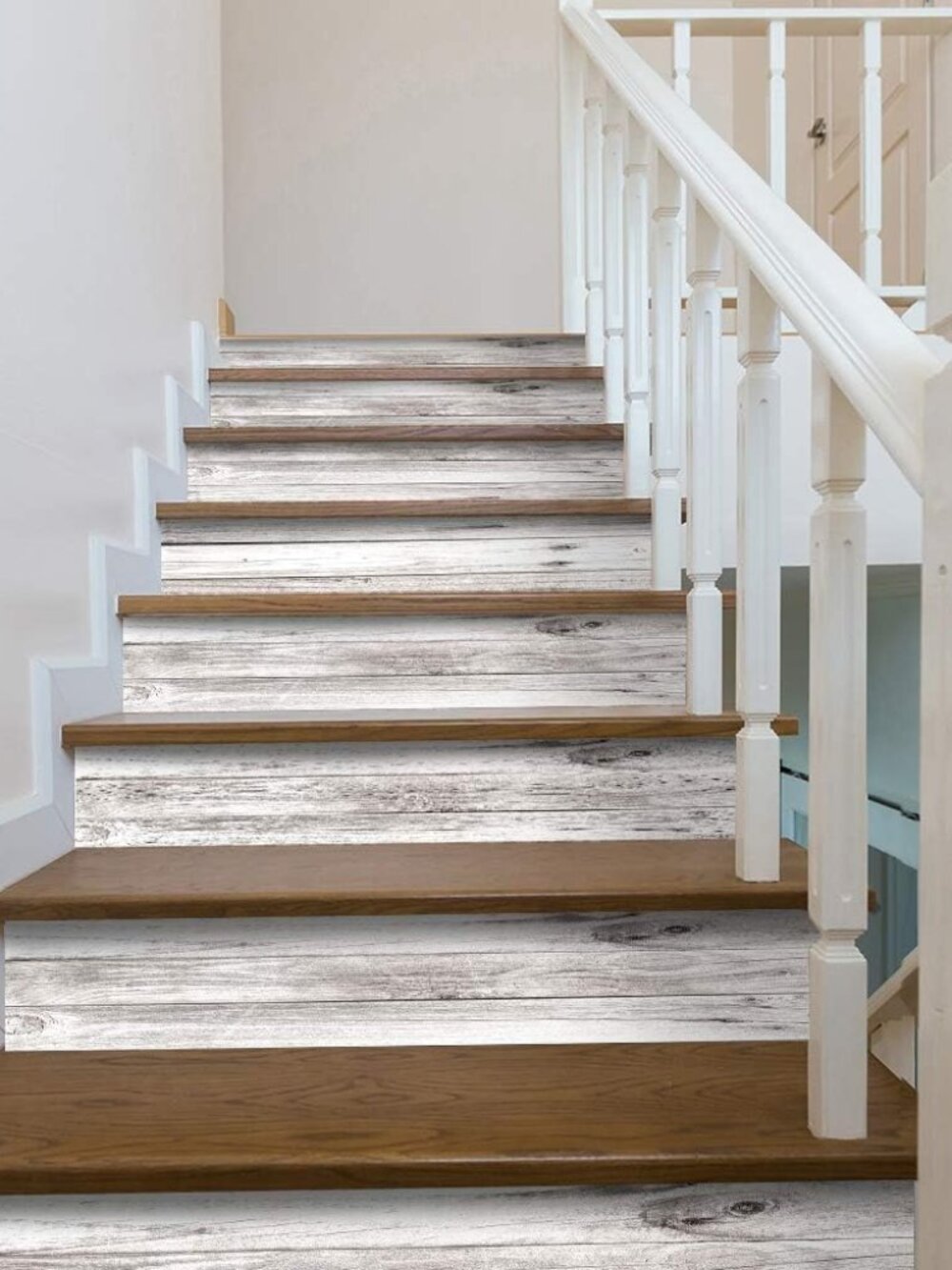 14 Strips Peel and Stick Stair Risers Stickers, Self Adhesive Vinyl Stair Sticke